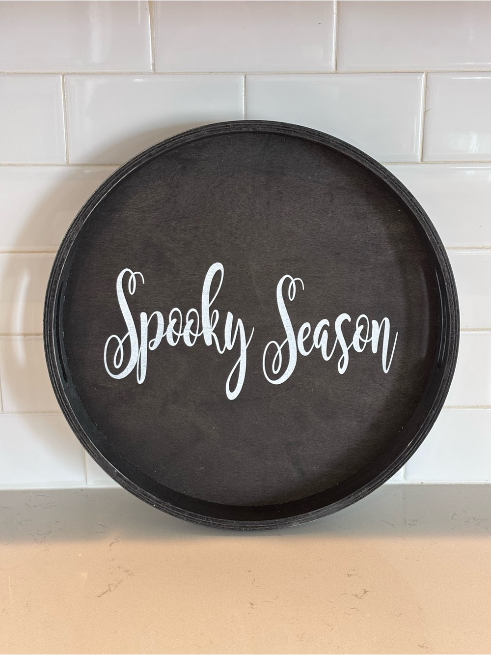 Round Black 'Spooky Season' Decorative Tray